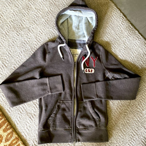 Abercrombie & Fitch Tops - Y2K Abercrombie & Fitch Brown Hoodie NY puff patch Womens S Vintage Cozy zip up